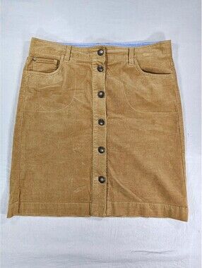 Tommy Hilfiger Womens 8 Corduroy Skirt Tan Brown Button Front Y2K Preppy
